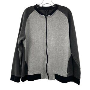 COREIO Women's Full Zip Sweatshirt Long Sleeve Gray Colorblock Size XL Pockets